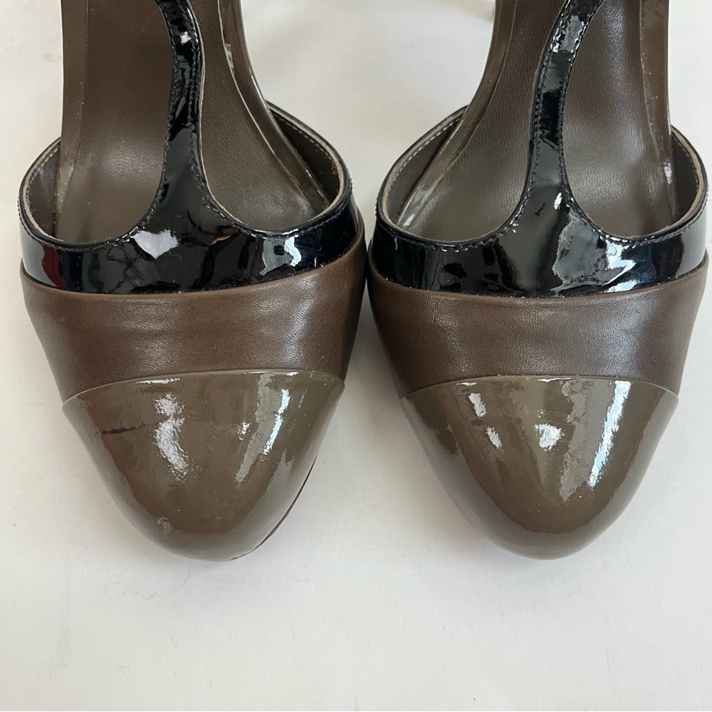 Tory Burch Lexa T Strap Slingback Heels 8.5 Two Tone Pumps - Picture 6 of 16